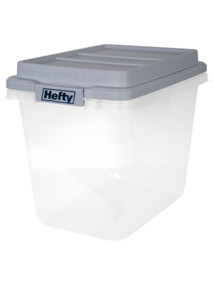 Hefty 32qt Slim Clear Plastic Storage Bin With Gray Hi-rise Stackable Lid