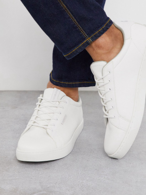 Jack & Jones Classic Faux Leather Sneaker In White