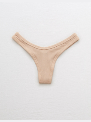 Aerie Ribbed High Cut Thong Underwear