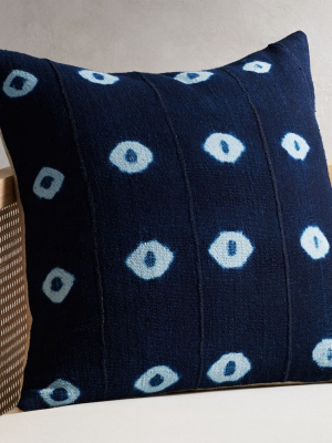 23" Indigo Dots Mudcloth Pillow