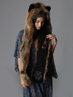 Red Wolf Faux Fur Hood | Women's
