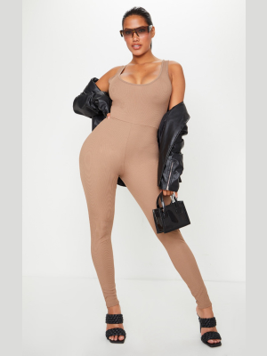 Shape Mocha Ribbed Scoop Neck Jumpsuit