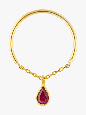 Ruby Drop Half Chain Ring