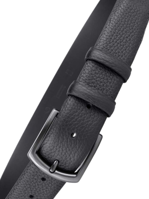 Black Laurent Pebble Leather Belt