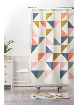 June Journal Floating Triangles Shower Curtain - Deny Designs