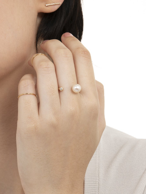 Cuff Ring L - Diamond & South Sea Pearl