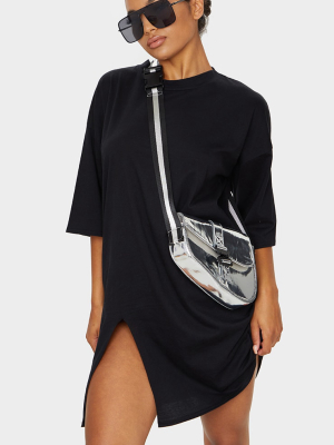 Black Split Oversized Boyfriend T Shirt Dress