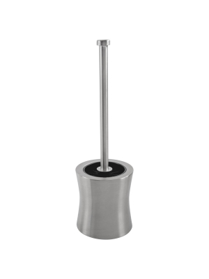 Hour Glass Shaped Stainless Steel Toilet Brush And Holder Silver - Bath Bliss