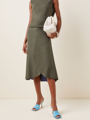 Wool-blend Wrap-effect Midi Dress