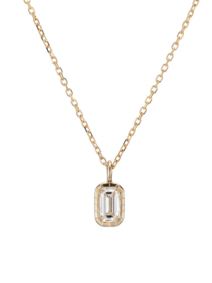 Emerald Cut Diamond Wisp Necklace