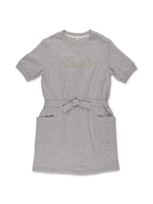 Chloé Kids Logo Embroidered T-shirt Dress