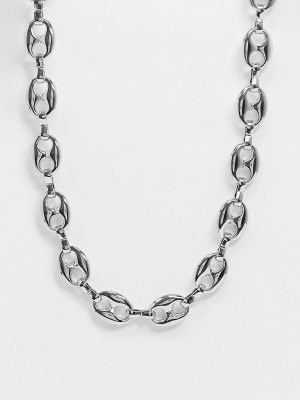 Asos Design Necklace In Chubby Link Chain In Silver Tone