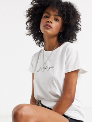 Topshop 'just Be You' T-shirt In White