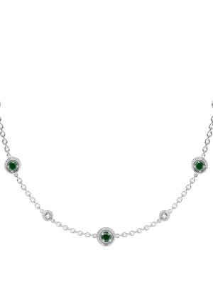 Max Station Necklace With Emerald And Diamonds