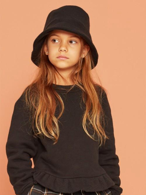 Kids On The Moon Frill Sweatshirt - Pebble