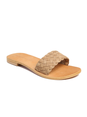 Malibu Natural Braided Leather Slide Sandal