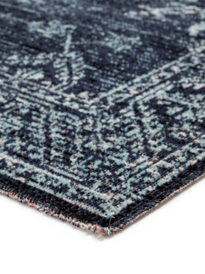 Fayer Indoor/ Outdoor Medallion Blue & Black Area Rug