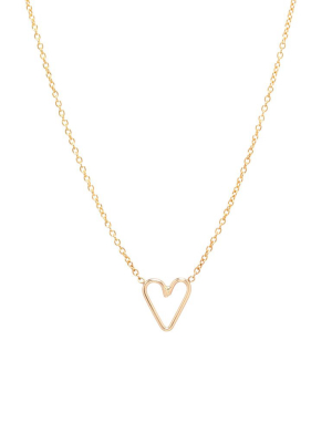 14k Tiny Open Heart Necklace