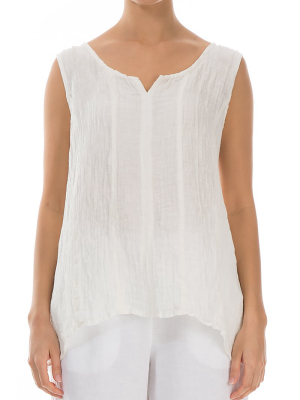 Sweetheart Neck Crinkled White Silk Top