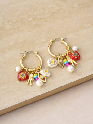 Be Happy Charm Hoop 18k Gold Plated Earrings