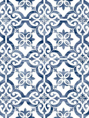 Porto Tile Peel-and-stick Wallpaper In Riviera Blue From The Luxe Haven Collection By Lillian August