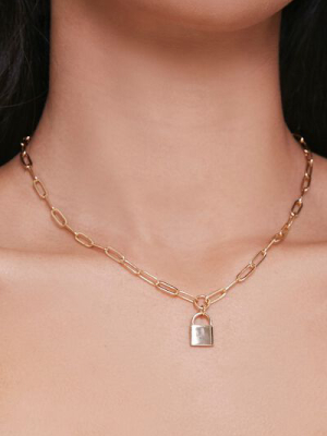 Lock Pendant Anchor Chain Necklace