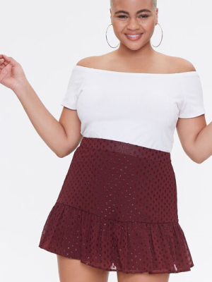 Plus Size Polka Dot Mini Skirt