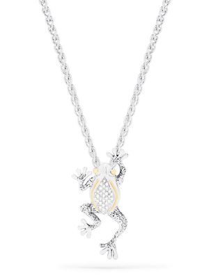 Effy Novelty Sterling Silver & 18k Gold Diamond Frog Pendant, 0.09 Tcw