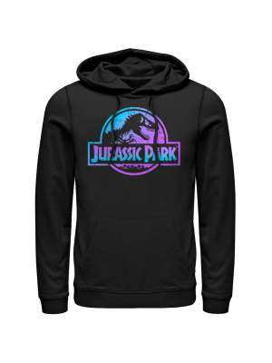 Men's Jurassic Park Ombre Fade Logo Pull Over Hoodie