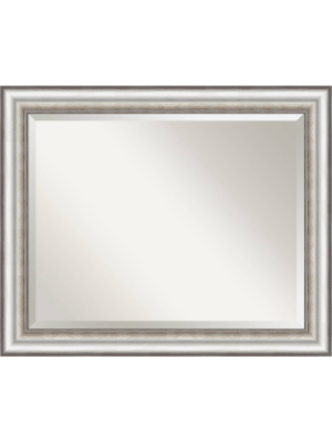 33" X 27" Salon Framed Bathroom Vanity Wall Mirror Silver - Amanti Art