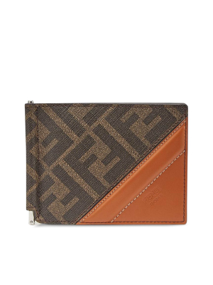 Fendi Ff Motif Money Clip Bifold Wallet