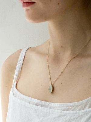 Special Collection Kerry Seaton White Long Oval Moonstone Pendant