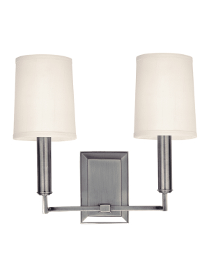 Clinton 2 Light Wall Sconce Polished Nickel