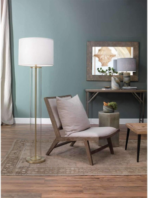 Terrene Table Lamp In Grey Swirl With Classic Drum Shade In Stone Linen