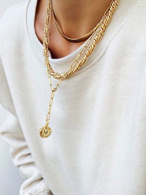 Bracha Initial Medallion Lariat Necklace