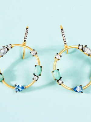 Touch Of Turquoise Open Hoop Earring