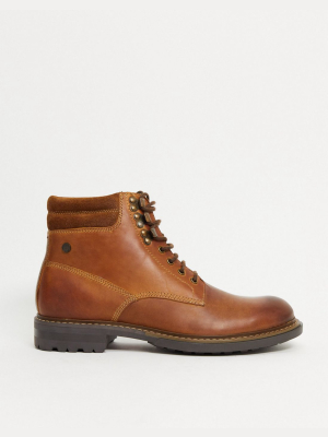 Base London Liberty Lace-up Boots In Tan Leather