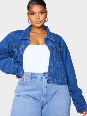 Prettylittlething Plus Indigo Cropped Denim Jacket