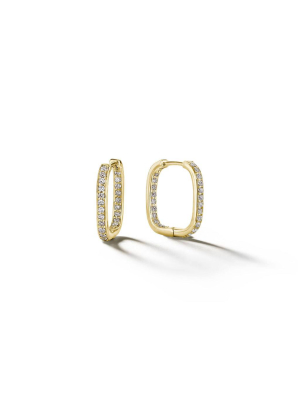 Piece Square Diamond Hoop Earrings