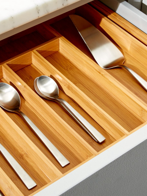 Expandable Bamboo Flatware Tray