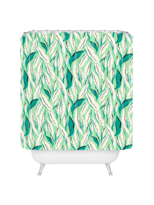 Leaf Shower Curtain Green - Deny Designs