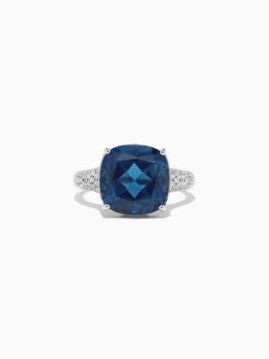 Effy Ocean Bleu 14k Gold London Blue Topaz And Diamond Ring, 8.69 Tcw