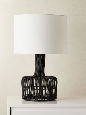 Wicker Black Table Lamp