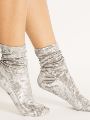 Darner Silver Crushed Velvet Socks