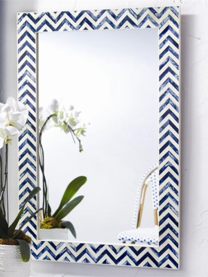 Chevron Indigo Bone Wall Mirror