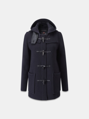 Gloverall Short Slim Fit Duffle Coat Navy Black Watch