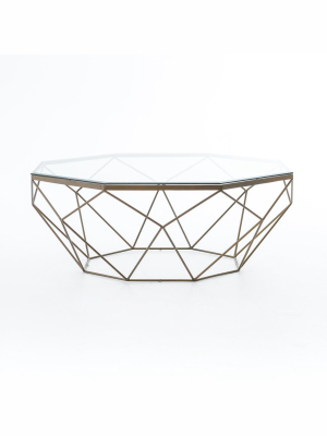 Geometric Coffee Table In Antique Brass