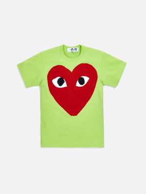 Comme Des Garçons Play Tee - Green / Red Heart