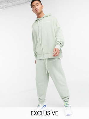 Collusion Oversized Sweatpants In Washed Sage Green