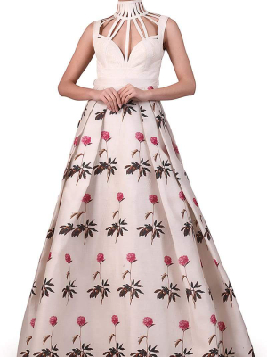 Floral Printed Corset Gown